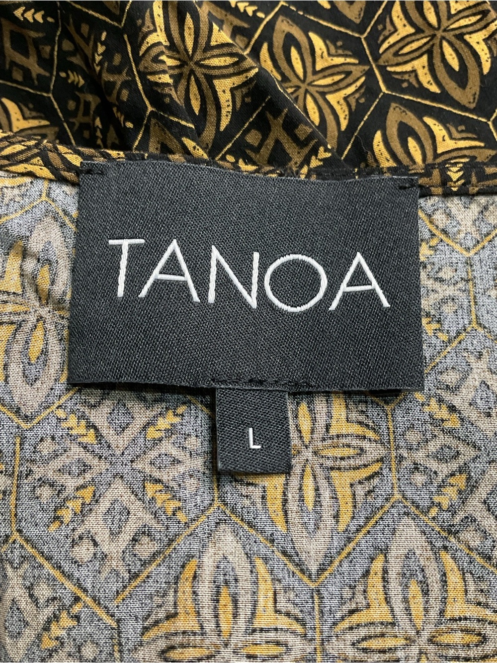 Tanoa Rayon Boho Mini Dress Large Smocked Waist V-Neck Short Sleeve - Picture 8 of 8
